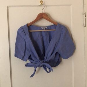 Nettle studio 100% linen wrap blouse